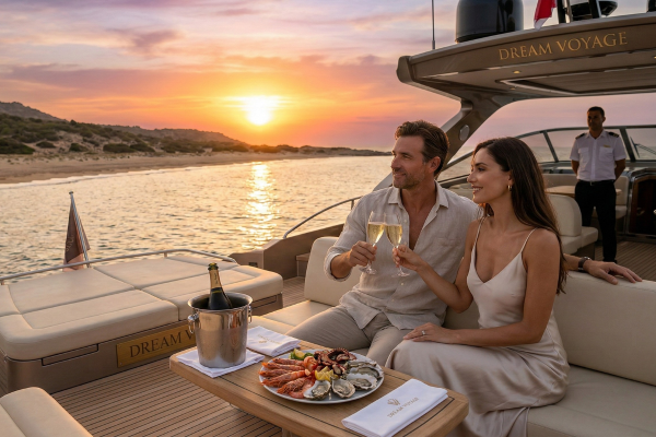 Akdeniz'in Gizli Koylarında VIP Yat Deneyimi ve Şampanya Eşliğinde Gün Batımı